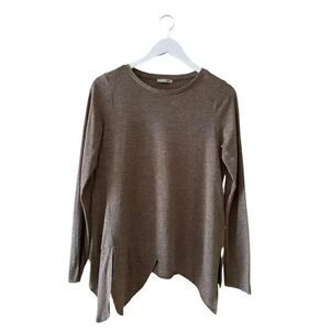 Zara W&B Collection Womens Brown Long Sleeves Crewneck Sweater SZ S #1426